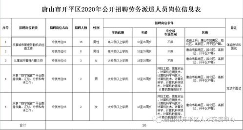 2020河北唐山市开平区招聘劳务派遣人员30人公告